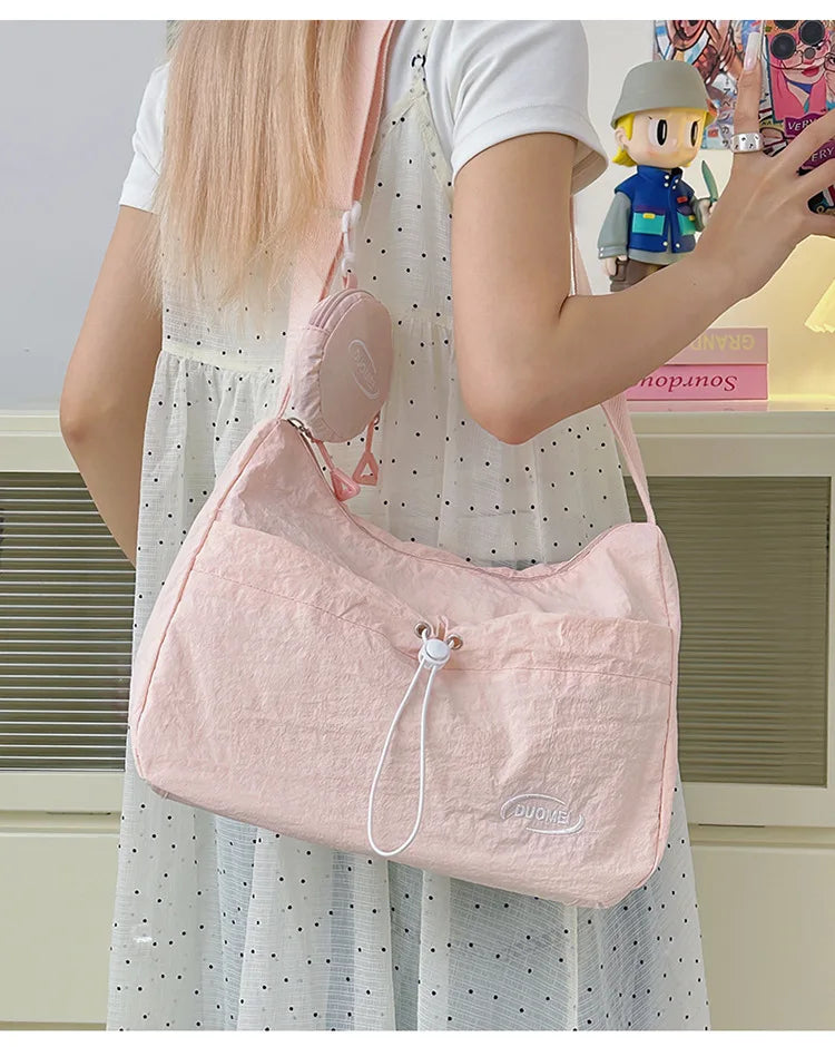 LIZAKOSHT  -  Japan Style Women Crossbody Bag New Casual Nylon Letter Composite Bag Simple Large Capacity Canvas Single Shoulder Tote Bag