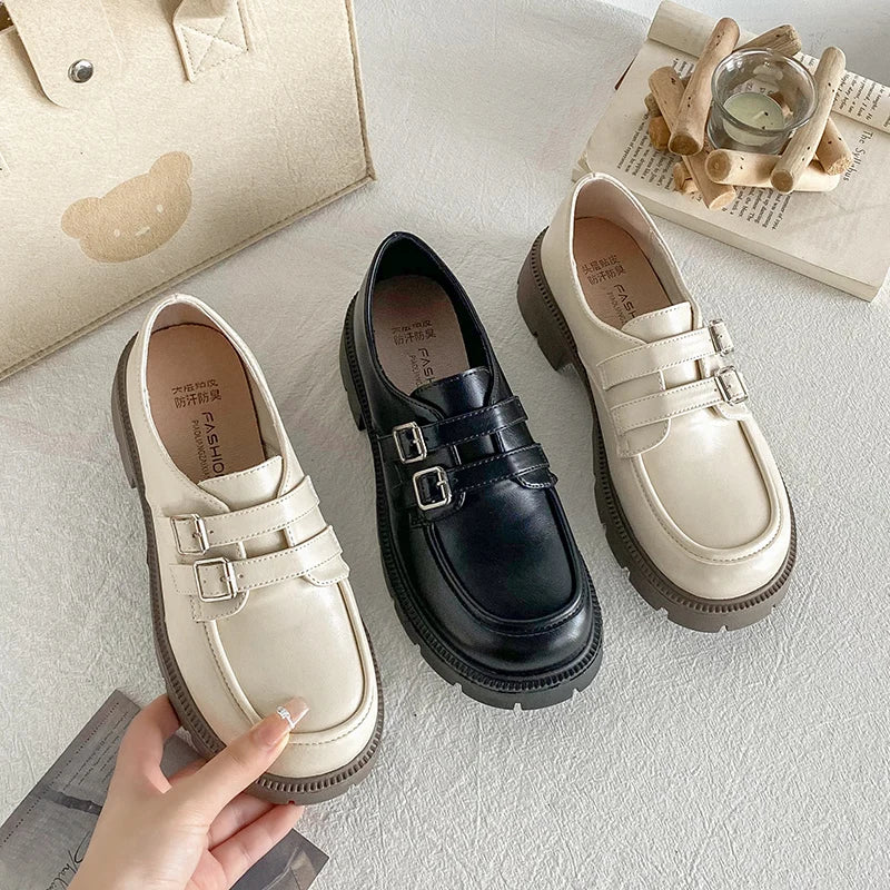 LIZAKOSHT  -  Shoes Woman Black Flats British Style Oxfords Casual Female Sneakers Ladies' Footwear Clogs Platform Shallow Mouth Loafers
