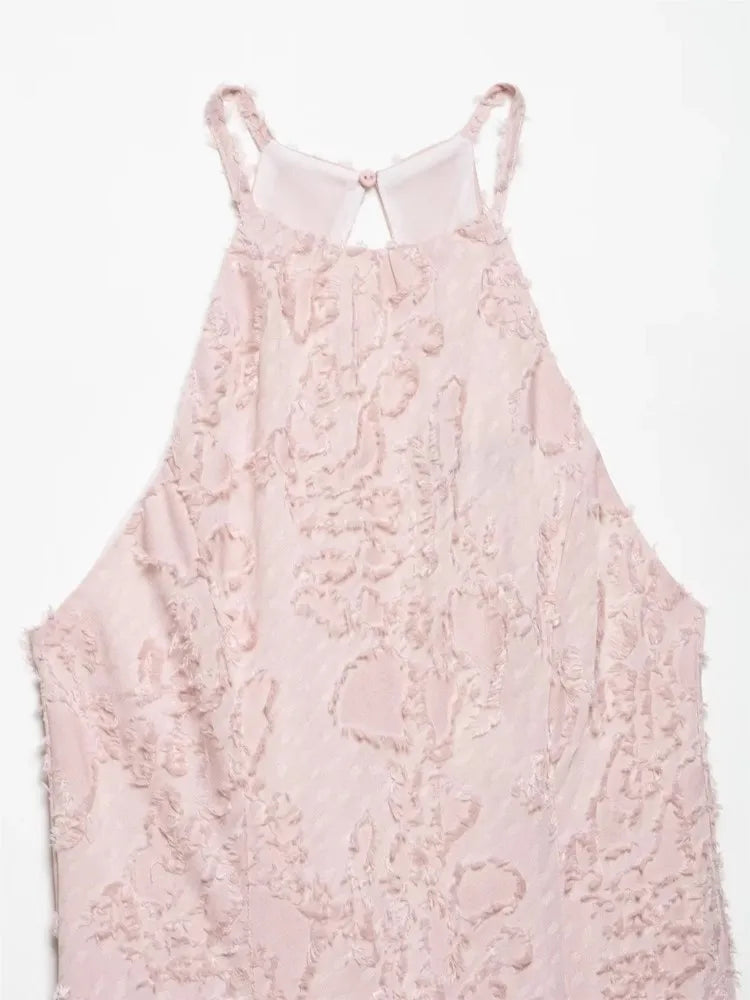 LIZAKOSHT  -  Elegant Chic Halter Long Dress Women Fashion Sweet Texture Sleeveles Maxi Dresses 2025 New Summer Simple Party Evening Vestidos