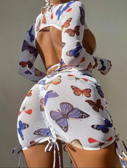 LIZAKOSHT  -  Four-Pieces Printed With Skirt Bikini Women New Sexy Swimwear Female Swimsuit Bather Bathing Suit Swim Lady Give A Gift