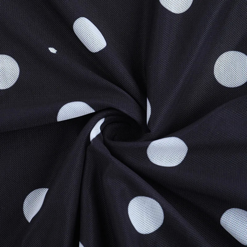 LIZAKOSHT  -  Polka Dot Printed Irregular Split Women Skirt Black High Waist Ruffles Slim Long Skirt Female Spring Casual Streetwear