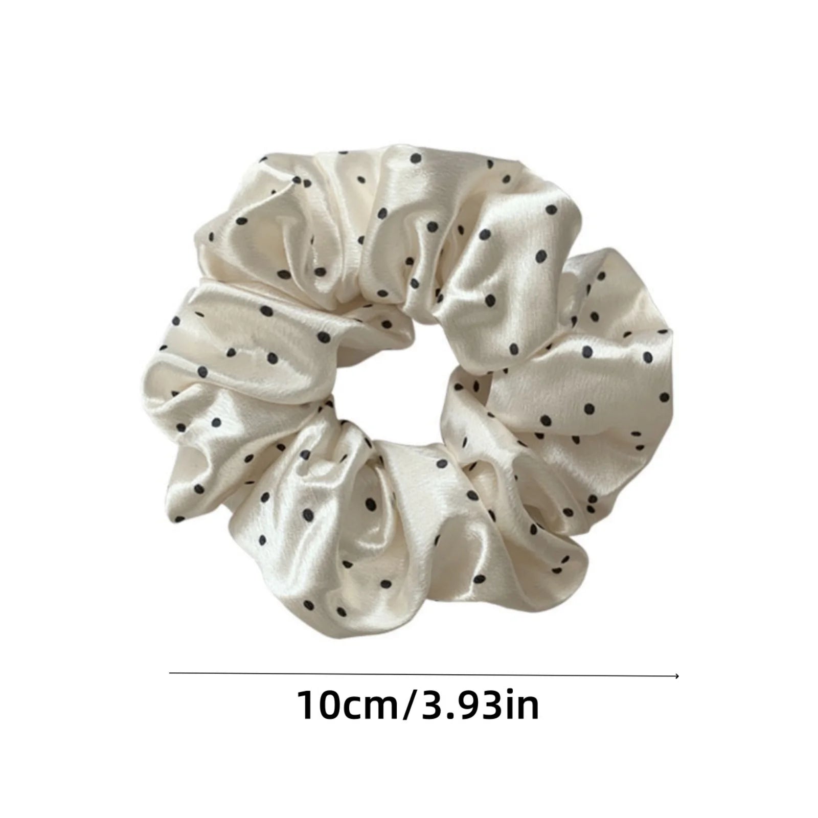 LIZAKOSHT  -  1PC French Polka Dot Satin Large Scrunchie, High-End Versatile Hair Tie, Gentle-Style Hair Accessory with Shiny Polka Dots, Poly