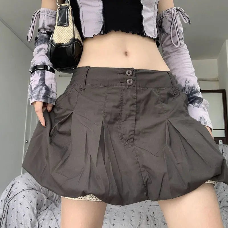 LIZAKOSHT  -  Skirt Workwear Style Solid Color Pleated Cover-Up Slimming Bud Skirt Personalized Street Style Versatile Tutu Skirt
