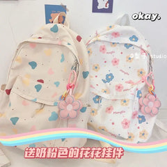 LIZAKOSHT  -  Korean Ins Cute Cartoon Printed Backpack Preppy School Backpack for College Students Y2k All Match Sweet Girl Back Pack Mochilas