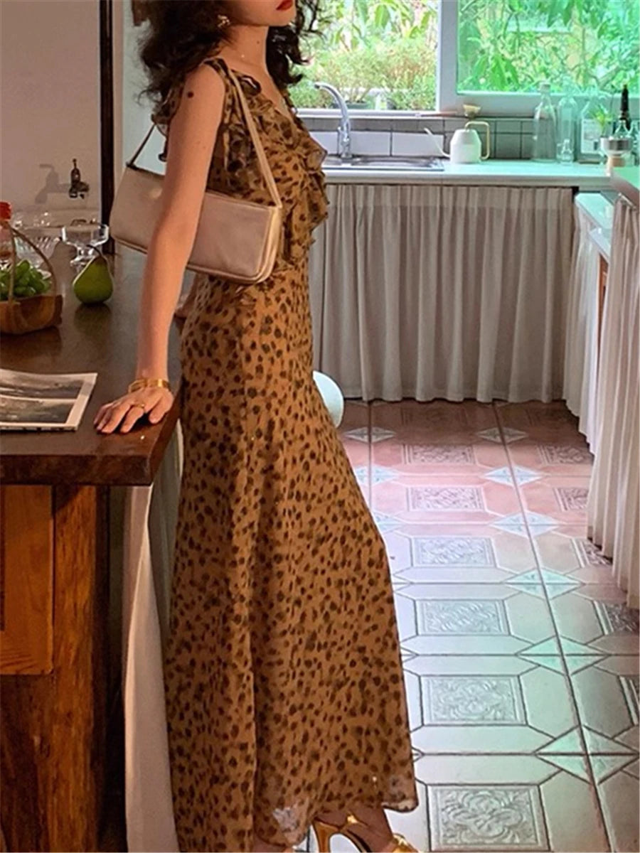 LIZAKOSHT  -  Dress Women Elegant Summer New Fashion Evening Party Ladies Vestidos Korean Clothes Female Vintage Ruffles Design Dresses