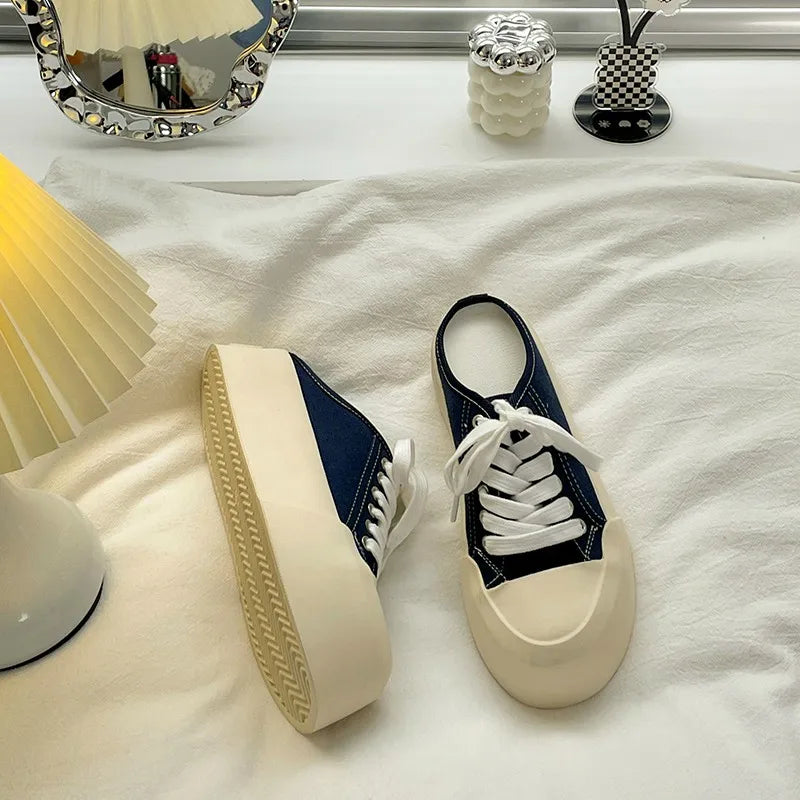 LIZAKOSHT  -  Shoes Women Female Slippers Cover Toe Platform Slides Loafers Soft 2024 Summer Fabric Canvas House Slippers Platform Shoes Woman