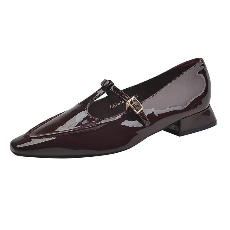 LIZAKOSHT  -  Shoes On Heels Oxfords Women's Female Footwear Pointed Toe Leather Retro New Dress Summer Mary Janes Spring Womens Derby Shoes F