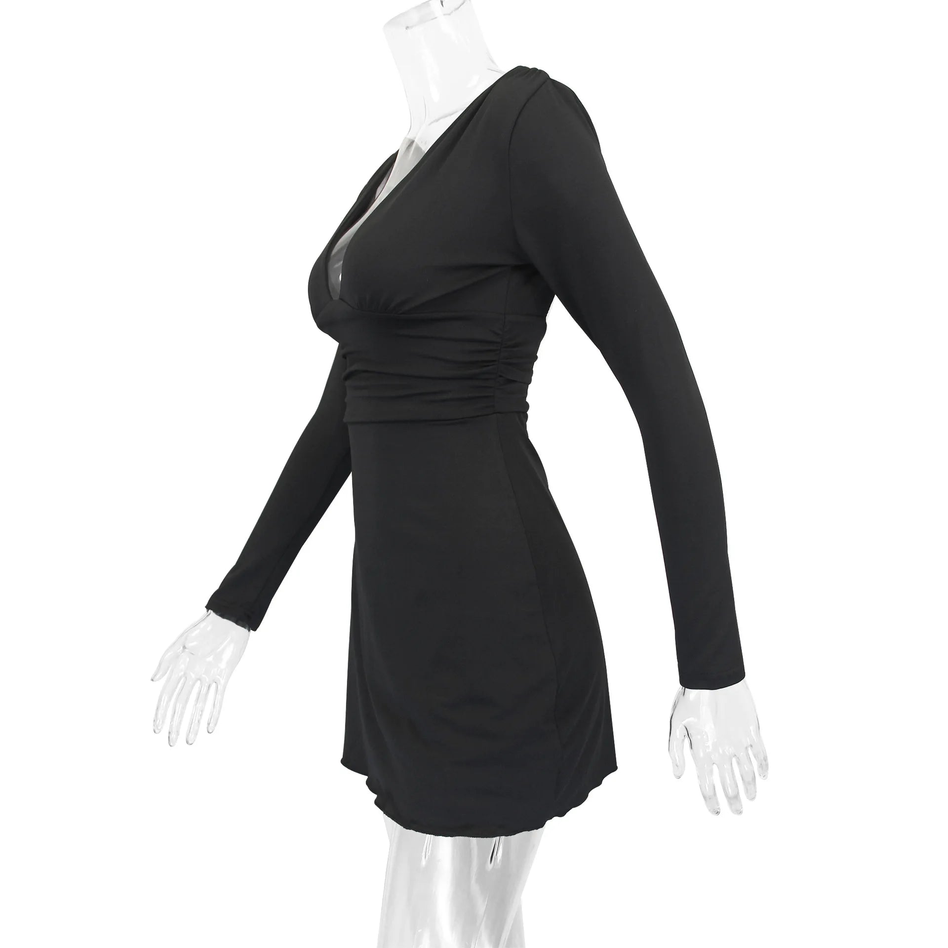 LIZAKOSHT  -  Women's Sexy V-neck Backless Long Sleeved Fashionable New Short Skirt Hot Selling Hip Hugging Dress