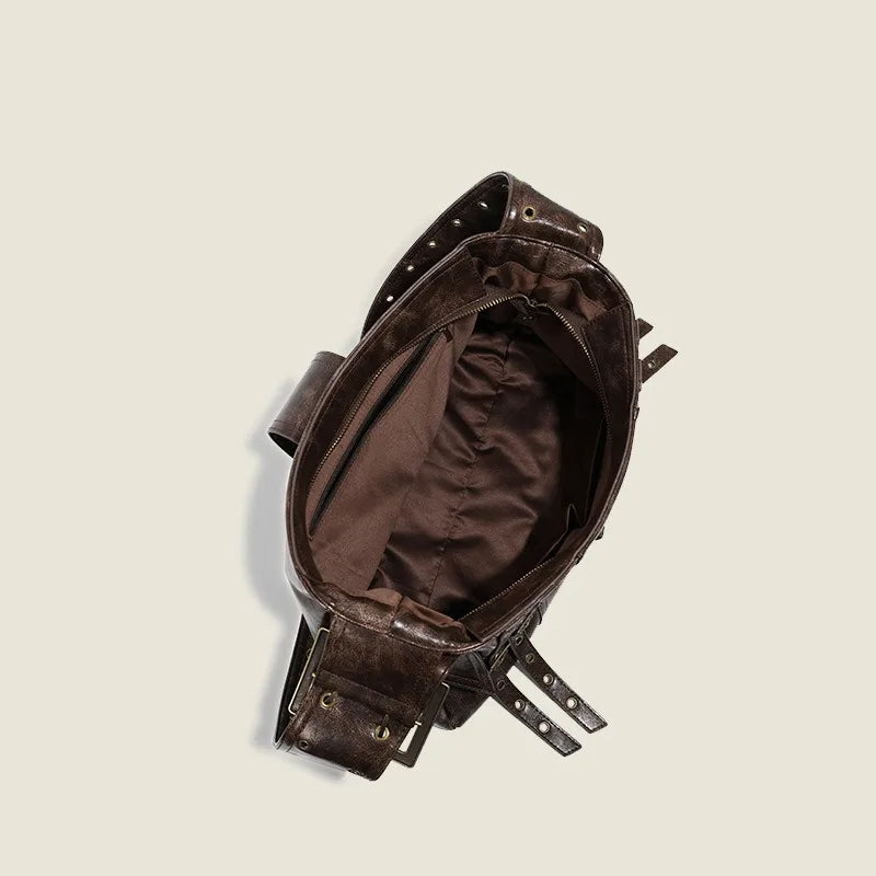 LIZAKOSHT  -  Y2k Punk Womens Shoulder Bag Casual Large Capacity Casual Leather Vintage Tote Bag Literary Advanced Luxury Female Handbag