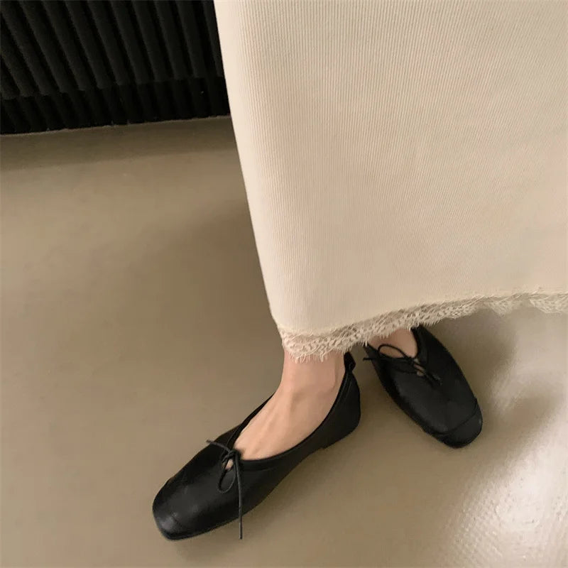 LIZAKOSHT  -  Women's Vintage Flats Comfortable Leather Ballet Shoes Female Soft Dress Shoes Mujer Slip On Loafers Mujer New Woman Shoes