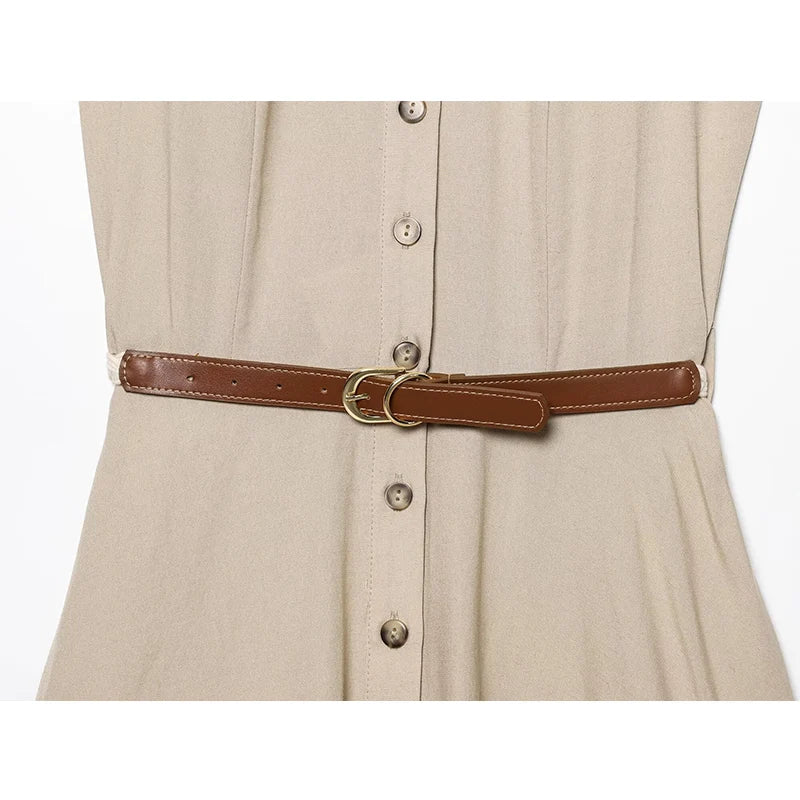 LIZAKOSHT  -  New Summer Dresses Women's Fashion Slim Elegant Mini Youth Women's Holiday Dress Street Chic Belt Decoration Dress