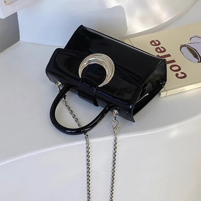 LIZAKOSHT  -  Casual Korean Style Handbag Solid Color Pu Leather Chain Fashion Shoulder Bag 2024 Spring Classic Vintage Crossbody Bag
