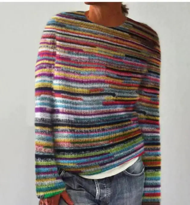 LIZAKOSHT  -  3D Print Women Sweater Pattern Pullover Casual Loose Knit Top Sweaters