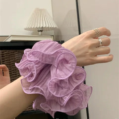 LIZAKOSHT  -  1PC Ruffled Ruffled Oversized Large Intestine Hair Scrunchie - Versatile Double-Layer Hair Rope, Hair Ornament, Hair Accessory