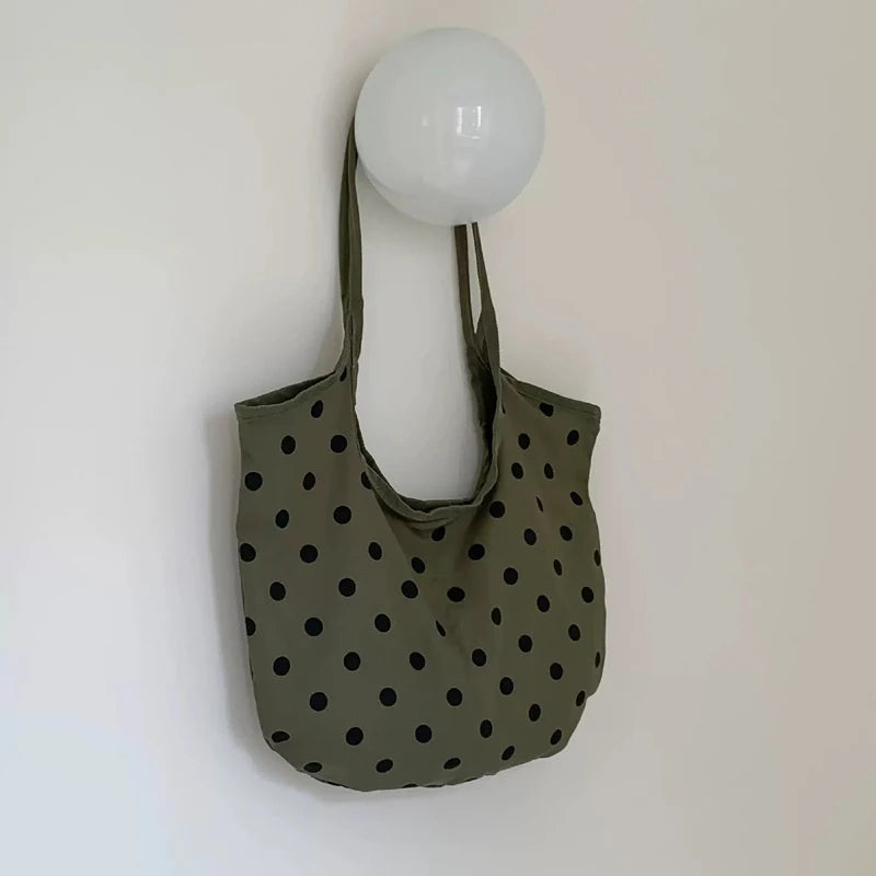 LIZAKOSHT  -  Fashion Wave Dot Shoulder Bag Versatile Large Capacity Commuter Tote Bags Casual Cotton Handbag