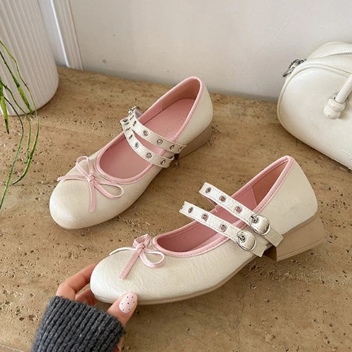 LIZAKOSHT  -  Lolita Style Sweet Low Heel Women Mary Jane Shoes Designer Buckle Strap Pumps Ladies Eelgant Floral Print Dress Leather Shoes