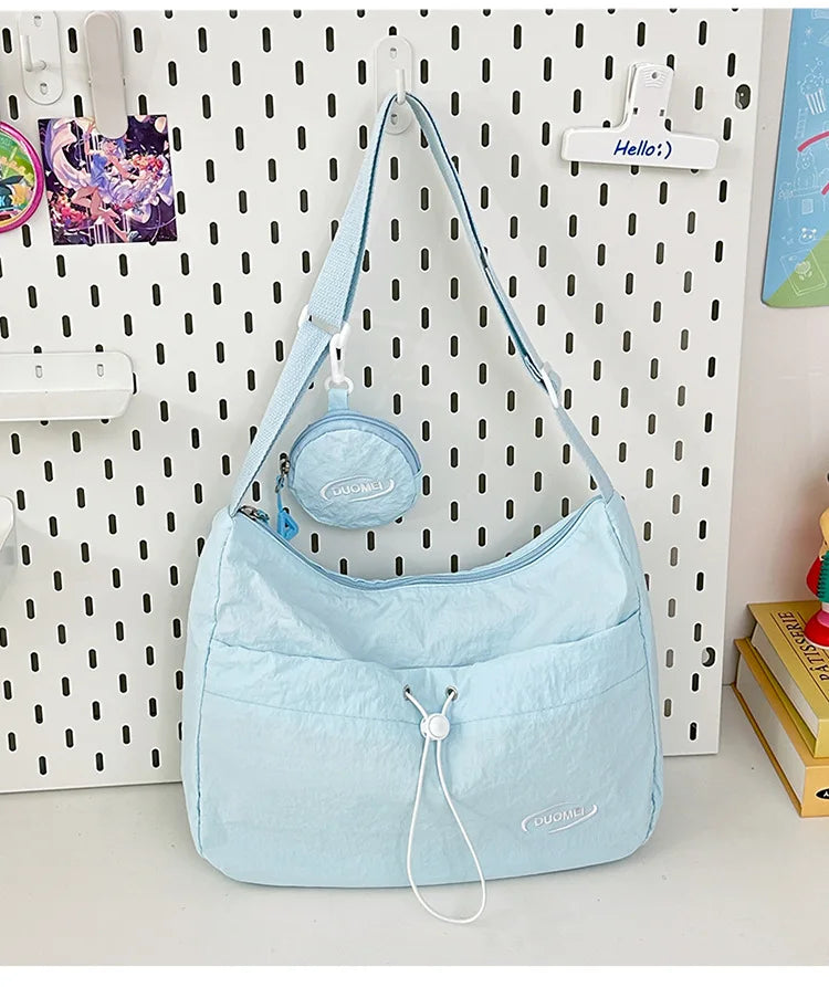 LIZAKOSHT  -  Japan Style Women Crossbody Bag New Casual Nylon Letter Composite Bag Simple Large Capacity Canvas Single Shoulder Tote Bag