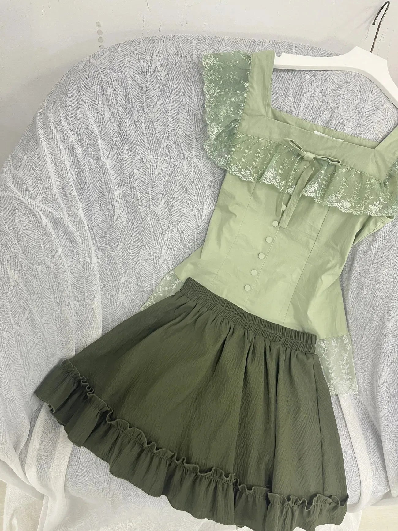 LIZAKOSHT  -  Sweet 2-piece Set Sexy Lace Top T-shirt Y2k Womens Dresses Kawaii Goth Short Sleeve Vintage Mini Skirt Summer Harajuku Korea 90s