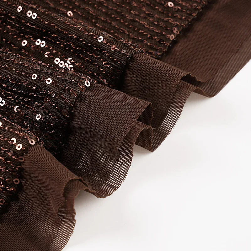 LIZAKOSHT  -  Retro Glitter Dress Sets Sexy V-neck Shiny Backless Lace-up Vest Glitter Skirt Set Fashion Party Club Women Dress Sets