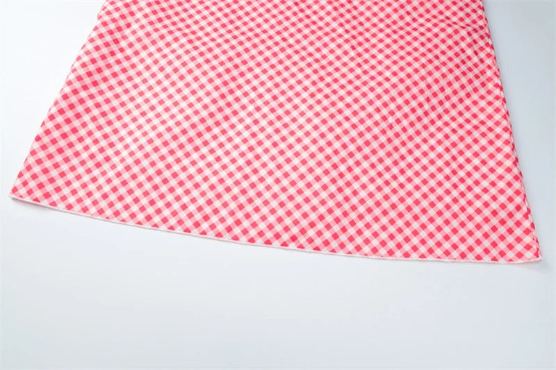 LIZAKOSHT  -  Sexy V-neck Plaid Print Fashion Maxi Dress For Women Spaghetti Patchwork Sleeveless Vacation Long Dress Elegant Vestido