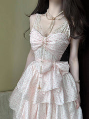 LIZAKOSHT  -  Summer French Polka Dot Design Strap Dress Women Sweet Princess Slim Sleeveless Long Dress Japanese Fashion Lovely Sexy Outfits