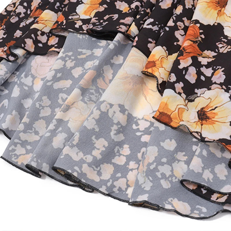 LIZAKOSHT  -  Vintage Romantic Floral Suspender Dresses Holiday Charming Sleeveless Backless Lace-up Hollow Bodycon Pleated Maxi Sundress