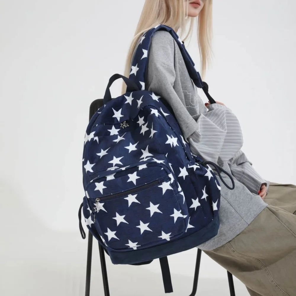 LIZAKOSHT  -  High-capacity Vintage Grunge Men Backpacks All Match Simple Fashion Star Letter Schoolbags Y2k Aesthetic Trendy Backpack Women