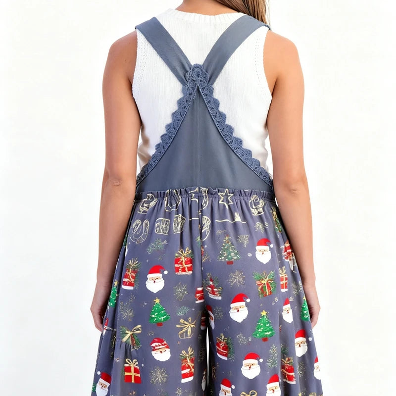 LIZAKOSHT  -  Womens Overalls Casual Loose Dungarees Ugly Christmas Costumes for Women Santa Claus Romper Jumpsuits Fit Overall Bib Pants