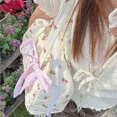 LIZAKOSHT  -  Sweet Y2k Aesthetic Girls Kawaii Shoulder Bags Japanese Chic Now Flower Print Women's Handbags Fashion Casual Fairy Underarm Bag