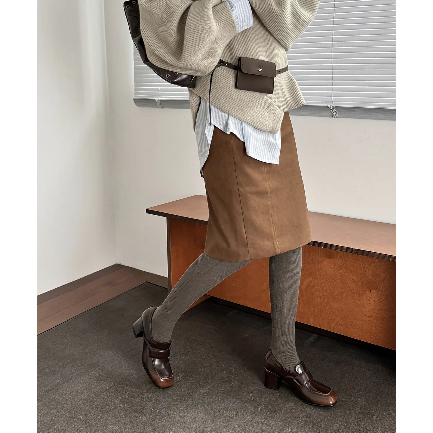 LIZAKOSHT  -  Fashion Pumps New High Quality Genuine Leather Shoes Round Head Coarse Heels High Heels Loafers Shoes Women's Shoes