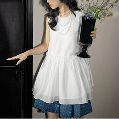 LIZAKOSHT  -  Sleeveless Doll Shirt with Ruffled Hem in Summer Slim Temperament Wind Vest Suspender Top Female