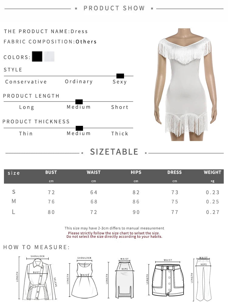 LIZAKOSHT  -  Backless Dress Woman Sexy Tassel Decoration Slash Neck Sleeveless High Waist Midnight Prom Party Elegant Bodycon