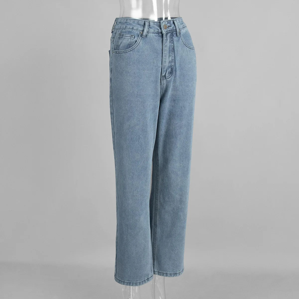 LIZAKOSHT  -  Retro High Waist Straight Jeans Autumn and Winter Women's Temperament Feet Jeans