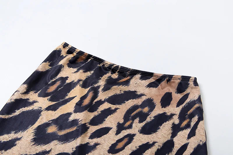 LIZAKOSHT  -  Leopard Print Bodycon Women Y2K Maxi Dress Set Summer Halter Backless Wrap Crop Top Long Skirts Two Piece Matching Sets Outfits
