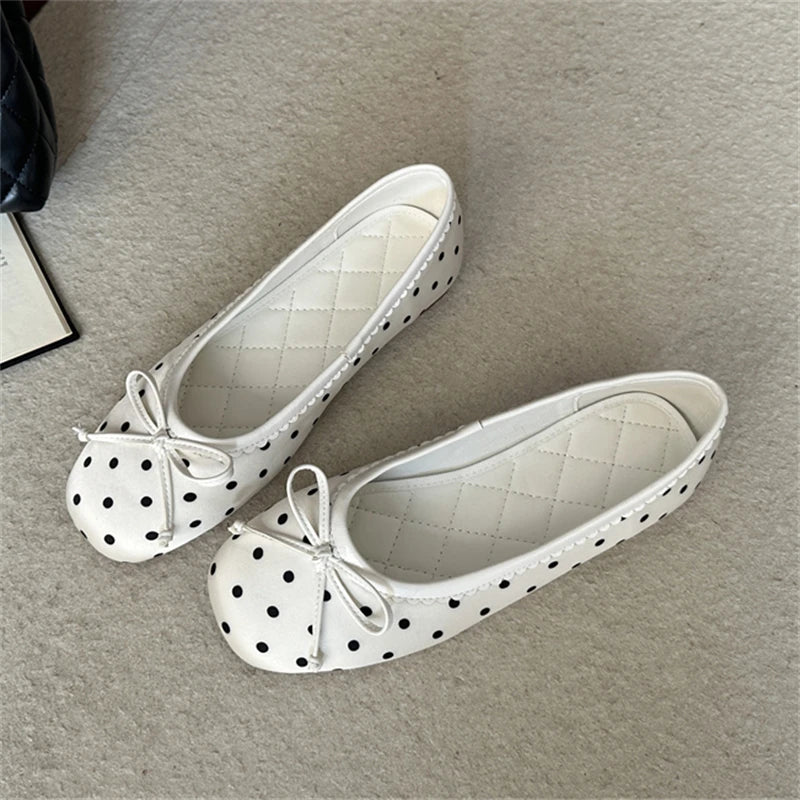 LIZAKOSHT  -  New Design Polka Dot Butterfly-kont Flats Heels Women Sandals Fashion Round Toe Daily Banquet Party Shoes