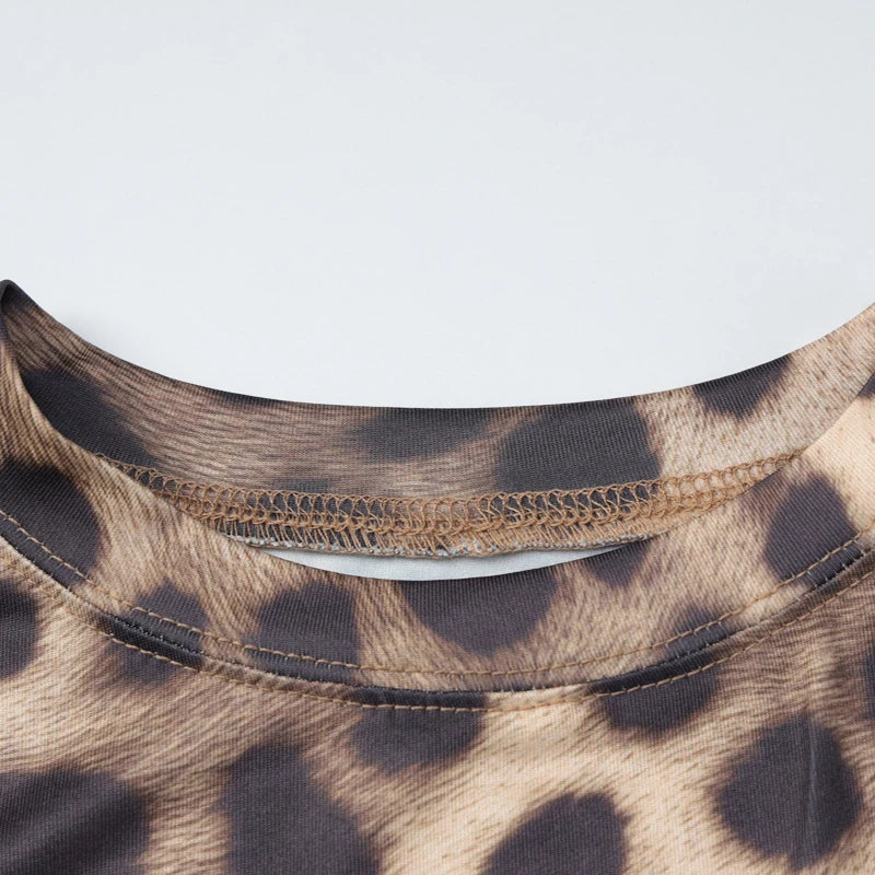 LIZAKOSHT  -  Hot Girls Y2K Irregular Vest Sexy Casual Street Club Crew Neck Sleeveless Leopard Print Skinny Trendy Folds Short Tank Tops