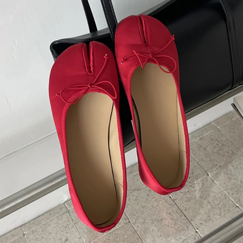 LIZAKOSHT  -  Cosy Soft Satin Split Clip Toe Flats Heels Woman Sandals High Quality Butterfly-kont Daily Dress Casual Shoes
