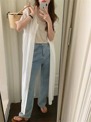 LIZAKOSHT  -  White Summer Slim Long Dress Sweet Women Chic Short Puff Sleeve Streetwear Mujer OL All Match Elegant Daily