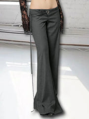 LIZAKOSHT  -  Lace Up Loose England Style Trousers Fashion Low Waisted Solid Pants Vintage Aesthetic Leisure Bottoms for Women