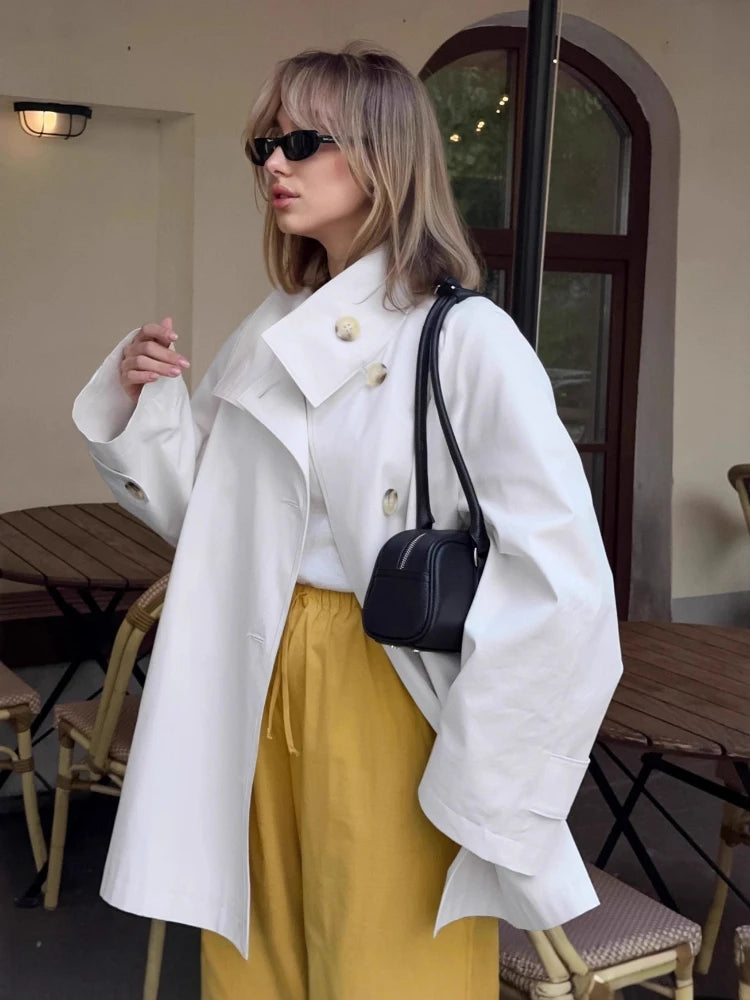LIZAKOSHT  -  Vintage Trench Coats for Women 2025 Autumn Turn-down Collar Single Breasted Outerwears Streetwear Ladies Windbreaker Tops