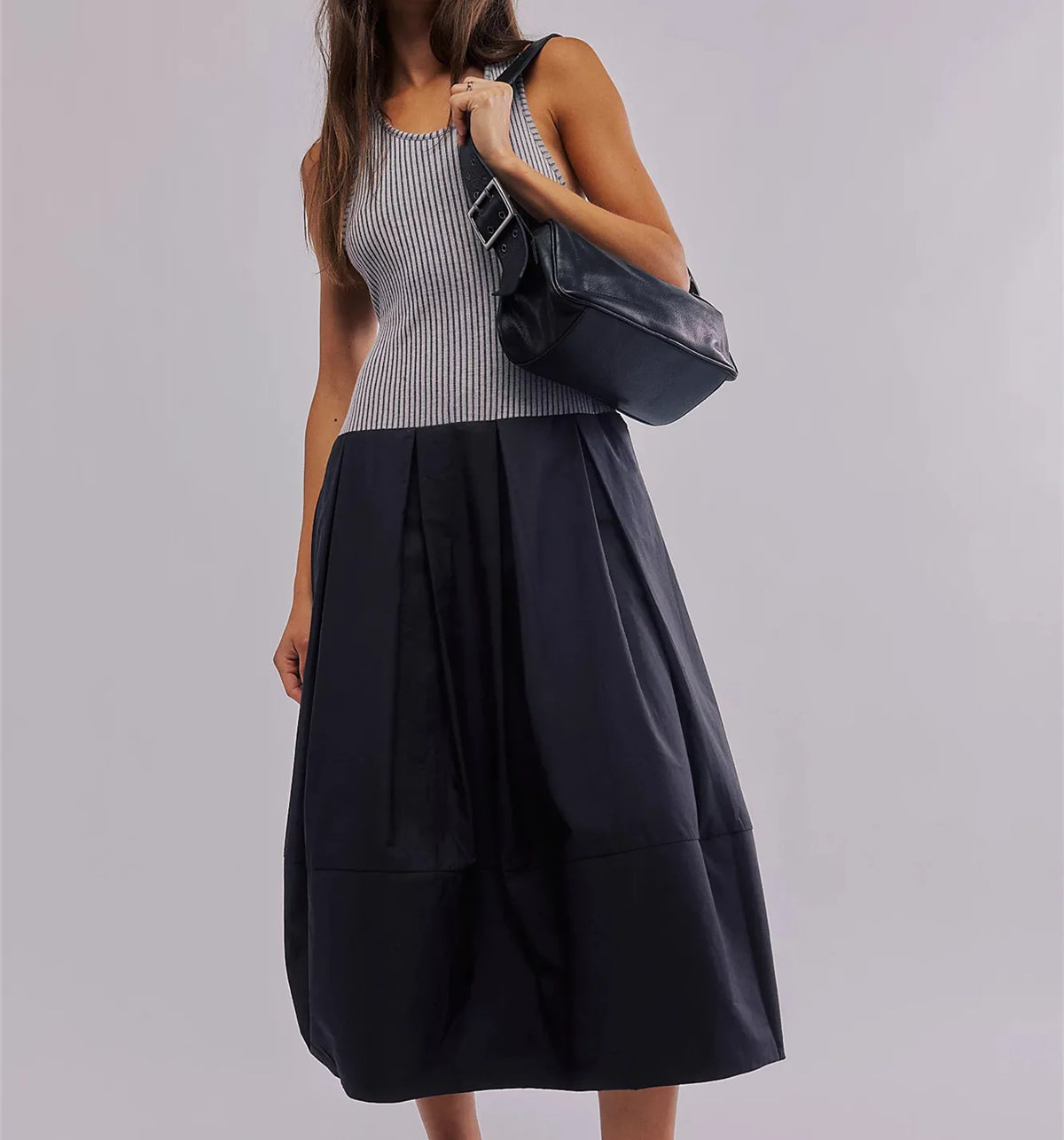 LIZAKOSHT  -  Women Drop Waist Midi Dress Summer Sleeveless Patchwork Tank Dress Y2k Bubble Hem A Line Maxi Dress with Pockets