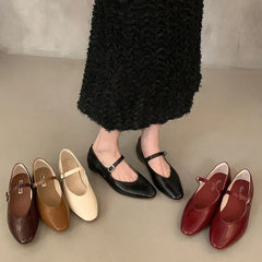 LIZAKOSHT  -  Spring Women Flats Fashion Round Toe Shallow Slip On Ladies Ballerinas Shoes Soft Flat Heel Mary Jane Shoes Mujer New Woman