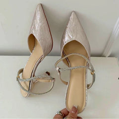 LIZAKOSHT  -  Shiny Pointed Toe High Heels Women Luxury Party Dress Shoes Sexy Elegant Slingback Shoes Fashion Brand Sandals for Women Pumps
