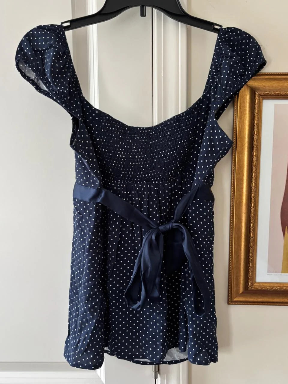 LIZAKOSHT  -  Polka Dot Navy Long T-shirt Blouse Women Summer Square Collar Lace-up Elastic Waist Slim Tshirts Sweet Vintage Y2k Tee Tops