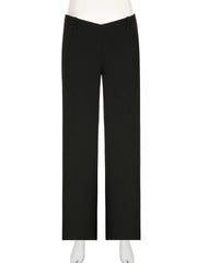 LIZAKOSHT  -  Casual Loose Solid Suitpants Office Lady Basic Mid-Waisted Straight Wide Leg Pants Women Summer Fashion Streetwear