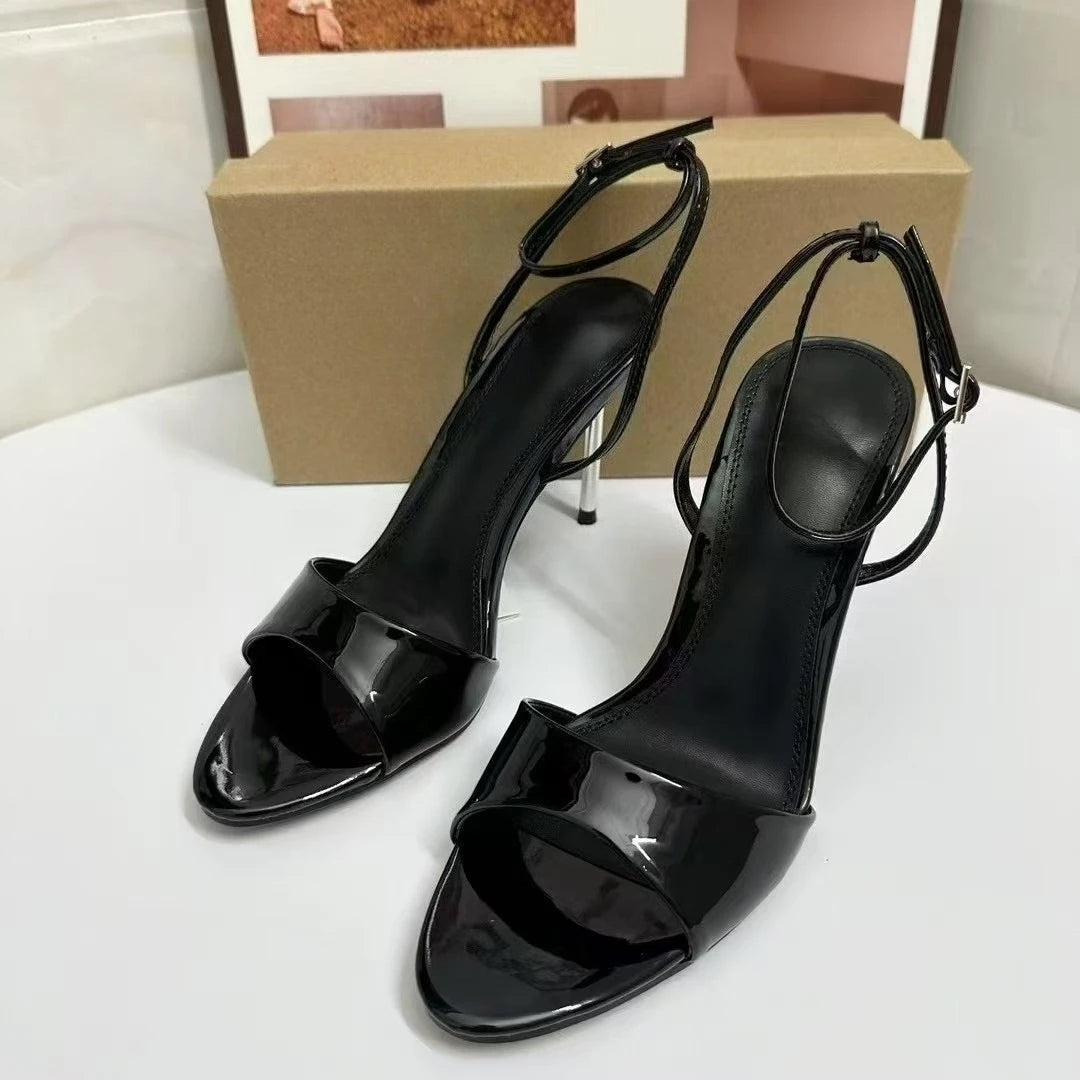 LIZAKOSHT  -  Summer Blue Demin Women High Heels Sandals Sexy Ankle Strap Peep Toe Party Prom Dress Stiletto Elegant Ladies Shoes