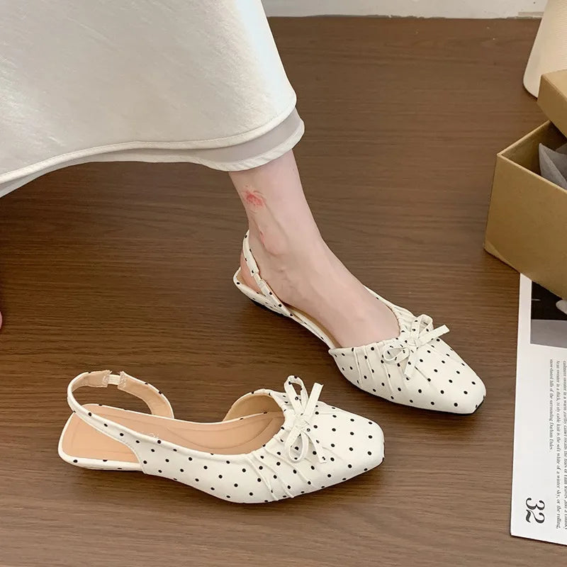 LIZAKOSHT  -  Cover Toe Polka Dot Women Sandals Fashion Slip On Singbacks Mules Pumps Elegant Elegant Slingbacks Sandalias Mujer