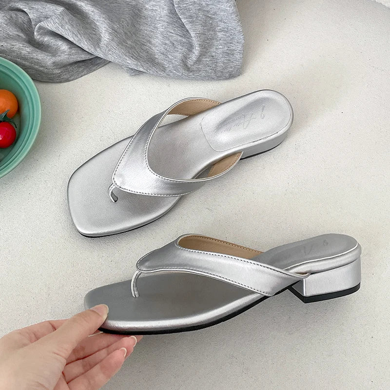 LIZAKOSHT  -  Gladiator Summer Clip Toe Women Slippers Fashion Low Heel Slide Ladies Outdoor Beach Dress Sandalias