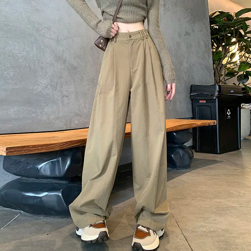 LIZAKOSHT  -  Women Clothing Vintage Streetwear Y2K Oversized Wide Leg Cargo Pants Female Casual Solid High Waist Straight Trousers Pantalones