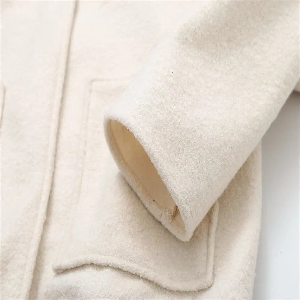 LIZAKOSHT  -  Winter Women Jackets Female Tops Autumn New Fashion Loose Casual Collar Solid Color Bomber Coats Woolen Jacket Women Clothing